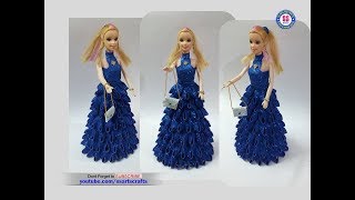 DIY || Doll Decoration using glitter foam sheet || Making Doll Dress|| Barbie doll decor