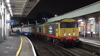 Railfreight 20118 and 20132 hauling DR73950 through Clapham Junction