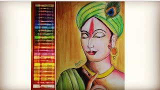 Krishna drawing with oil pastel,Drawing Krishna,easy Krishna drawing