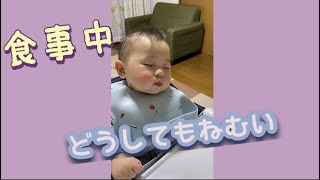 【生後11か月】夜ご飯 寝落ちする赤ちゃん！　どうしても眠い😪