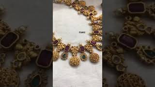 Temple jewellery necklace kasumala short necklace bridal shower choker online shopping