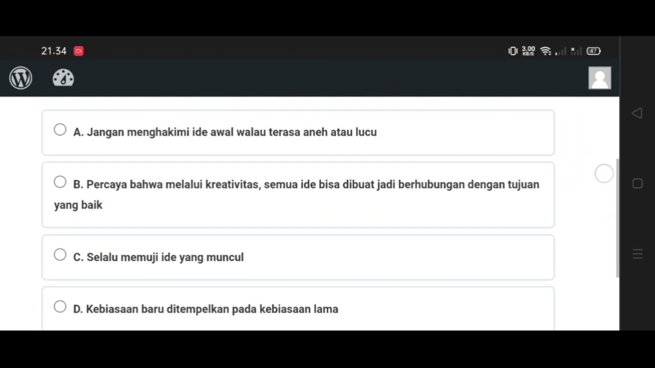 Kunci Jawaban Quiz Post-Assessment Kreatifitas Dan Inovasi Semangat ...