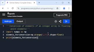 Integer to float using Numpy