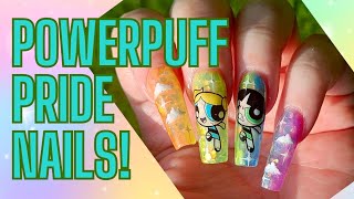 Powerpuff Pride Nails!  🏳️‍🌈🌈❤️🧡💛💚💙💜🌈🏳️‍🌈 Nail extensions at home!