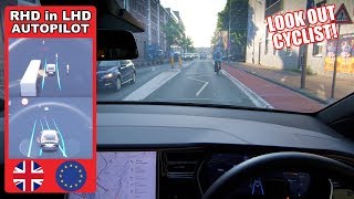 Right Hand Drive Tesla In Europe On Autopilot. What could go wrong?