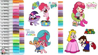 Coloring Book Compilation My Little Pony Trolls Super Mario Disney Princess Strawberry Shortcake