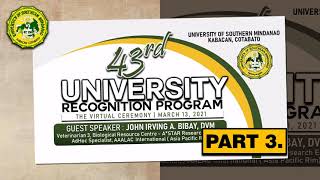 2021 USM Recognition Day: The Virtual Program Part 3