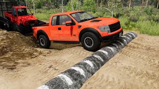 Cars vs Speed bumps vs Potholes vs Suspension bridge vs Unfinished Road - beamng drive 62