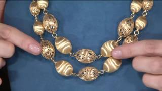 Arte d'Oro Oval Bead Necklace 18K Gold 36.0g - 39.5g on QVC