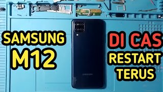 Samsung M12 mati total ketika di cas restart terus menerus