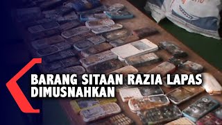 Petugas Musnahkan Handphone, Alat Elektronik, hingga Senjata Tajam Hasil Razia di Lapas Pontianak