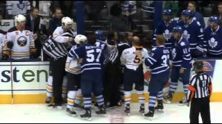 Sabres Leafs line brawl with a goalie fight 9-22-13