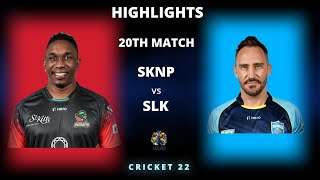 SKNP vs SLK 20th Match CPL 2022 Highlights | SKNP vs SLK Full Match Highlights | Cricket 22
