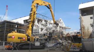 DSM Caterpillar 6015B high reach excavator. Demolition of Tottenham Hotspurs' White Hart Lane.