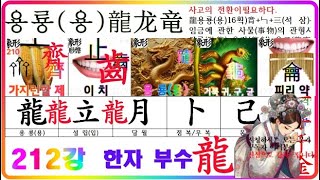 용룡(용 )龍,龙,竜 부수자 한자 13획 黽맹꽁이맹 鼎솥정 鼓북고 鼠쥐서 14획 鼻코비 齊가지런할제 15획 齒이치 16획 龍용룡(용)[龙,竜] 龜거북귀  부수자 212강