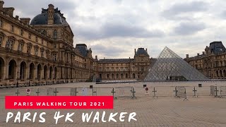 🇫🇷4K Quiet Paris - Paris walking tour l Louvre Museum l Visite au musée du Louvre l 08 March 2021