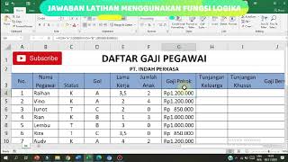 Latihan Fungsi Logika Hal 90 N0.4 (IF, IFAND, IFOR) Menghitung Gaji Pegawai, Tunjangan Keluarga