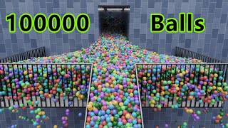 100,000 Color Balls on stairs | Blender Rigid body simulation