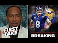 FIRST TAKE | Vikings are signing former Giants QB Daniel Jones to backup for Sam Darnold - Stephen A