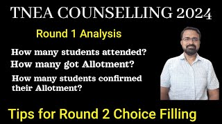 How many students filled choices \u0026 got allotments - TNEA 2024 Round 1 Important analysis