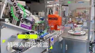 采血针牙科针自动贴标机器人装盒生产线Blood needle dental needle automatic labeling robot packing production line