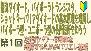 ①整流ダイオード、バイポーラトランジスタ、ショットキーバリアダイオードの基本原理を理解し、バイポーラ型・ユニポーラ型の長所短所を知ろう－次世代パワー半導体を理解するためのパワエレ基礎(第１回)