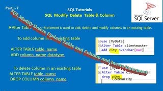 SQL Modify Delete Update Table and Column and Insert Statement