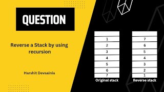 Reverse a stack by using recursion | Stack | DSA | @harshitdevsainia