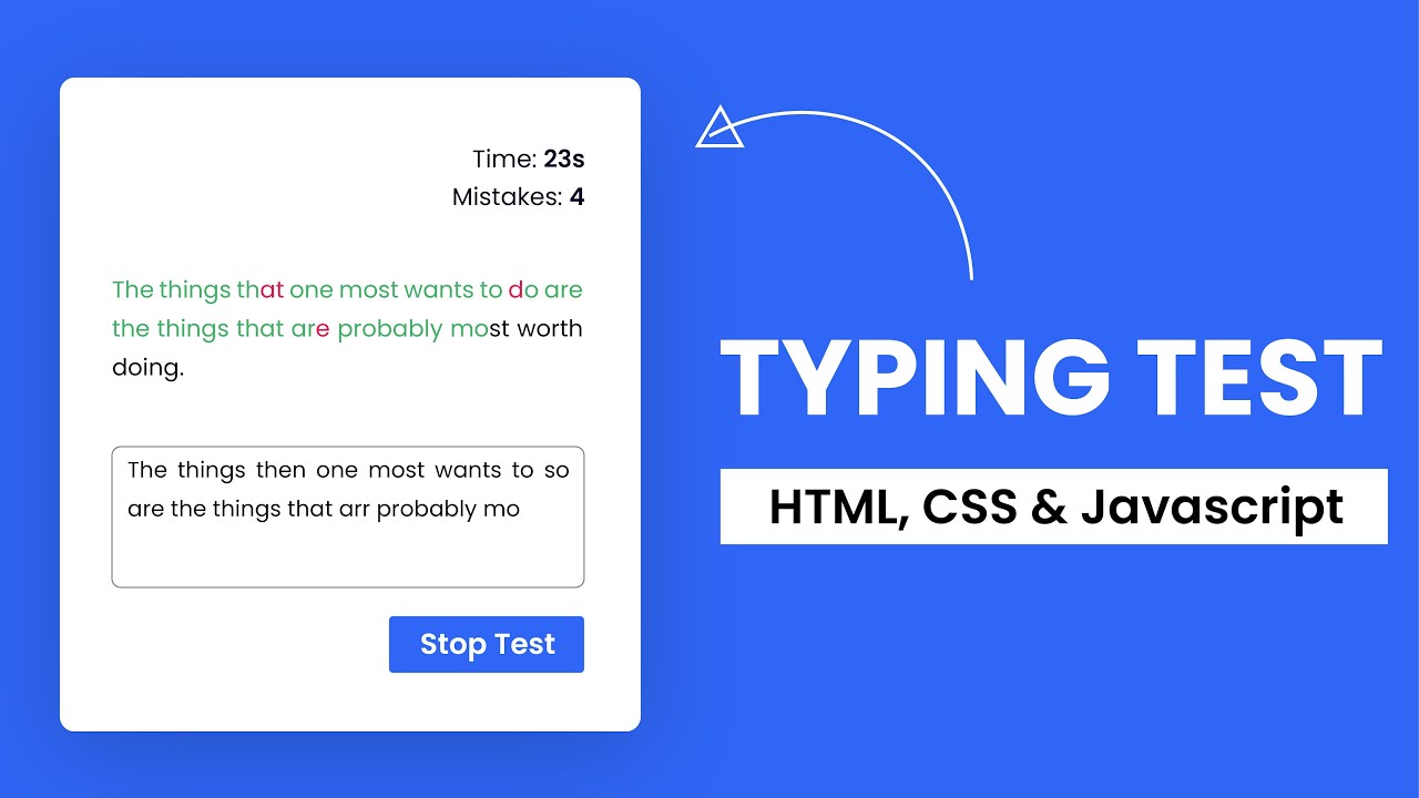 Typing Test Html Css Js Step By Step Javascript Project Youtube