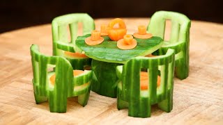 Art In cucumber chair & dining table Sunshine – Vegetable Carving & Cutting Garnish