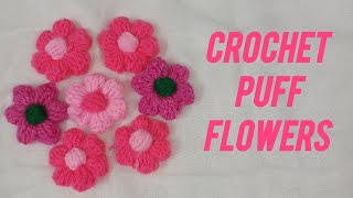 How to crochet puff flowers | easy flower design