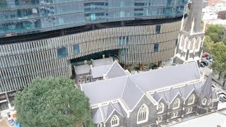 Aerial view - Wesley Church - Hidden Gothic Architectural Melbourne Icon - AUSTRALIA