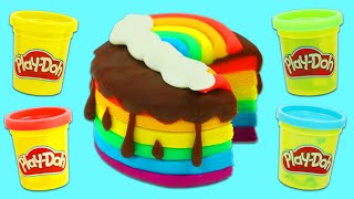 Play Doh Beautiful Rainbow & Rose Chocolate Layer Cakes | Fun & Easy DIY Play Dough Arts and Crafts!