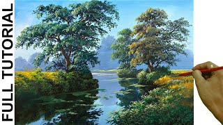 Acrylic Landscape Painting TUTORIAL / River's Water Reflections / JMLisondra