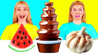 Chocolate Fountain Fondue Challenge | Funny Kitchen Hacks by PaRaRa Challenge