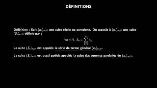 01. Séries numériques : Introduction et définition