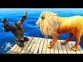 Lion,Tiger,Goose,Zebra,Elephant,Gorilla,Deer,Cat & Dog dive into the water through a pipe | GTA 5