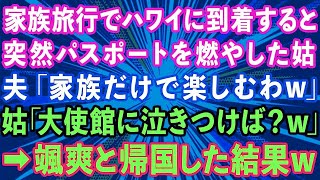 【スカッとする話】家族旅行でハワイに到着すると、突然パスポートを燃やされた私。夫「家族だけで楽しんでくるw」義母「大使館にでも泣きつけw」→私が颯爽と帰国した結果w【感動する話】