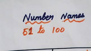 Numbers and Number Names 51 to 100 with spelling