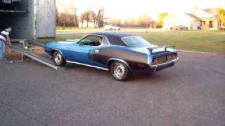 The 71 Blue 'Cuda off to a new home.