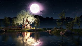 Peaceful Night 💜Relaxing Sleep Music and Night Nature Sounds: Soft Crickets, Beautiful Piano