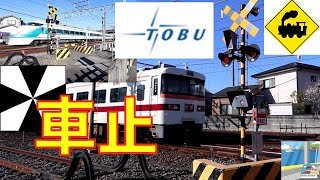 レール車止踏切　東武日光線Railway crossing　Tobu line(tochigi japan)