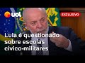 Lula é questionado sobre escolas cívico-militares e diz: 'Preocupação é com aula em tempo integral'