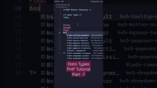 PHP Tutorial: Data Types - Part -7 #shorts
