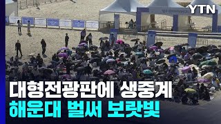 대형 스크린 설치 해운대 해수욕장도 벌써 보랏빛 / YTN