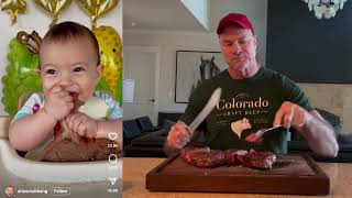 Have you seen a happier baby eating steak?