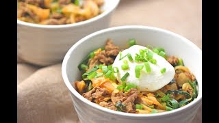 ガッツリたべたい！牛キムチ丼 ~ kimchi beef rice bowl【料理レシピはParty Kitchen🎉】