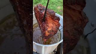 Never seen a brisket finished by frying but looks pretty tasty!
