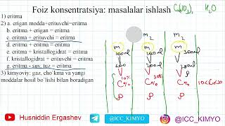 Eritma  Foiz konsentratsiya Masalalar ishlash uchun Kimyo