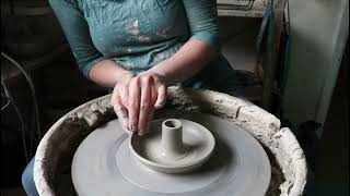 Making a candle holder on the wheel